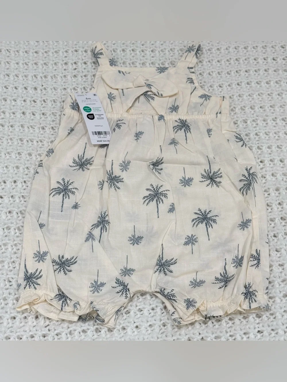 Carter’s Baby Girl Palm Tree Cotton Romper - Ivory size 6 months